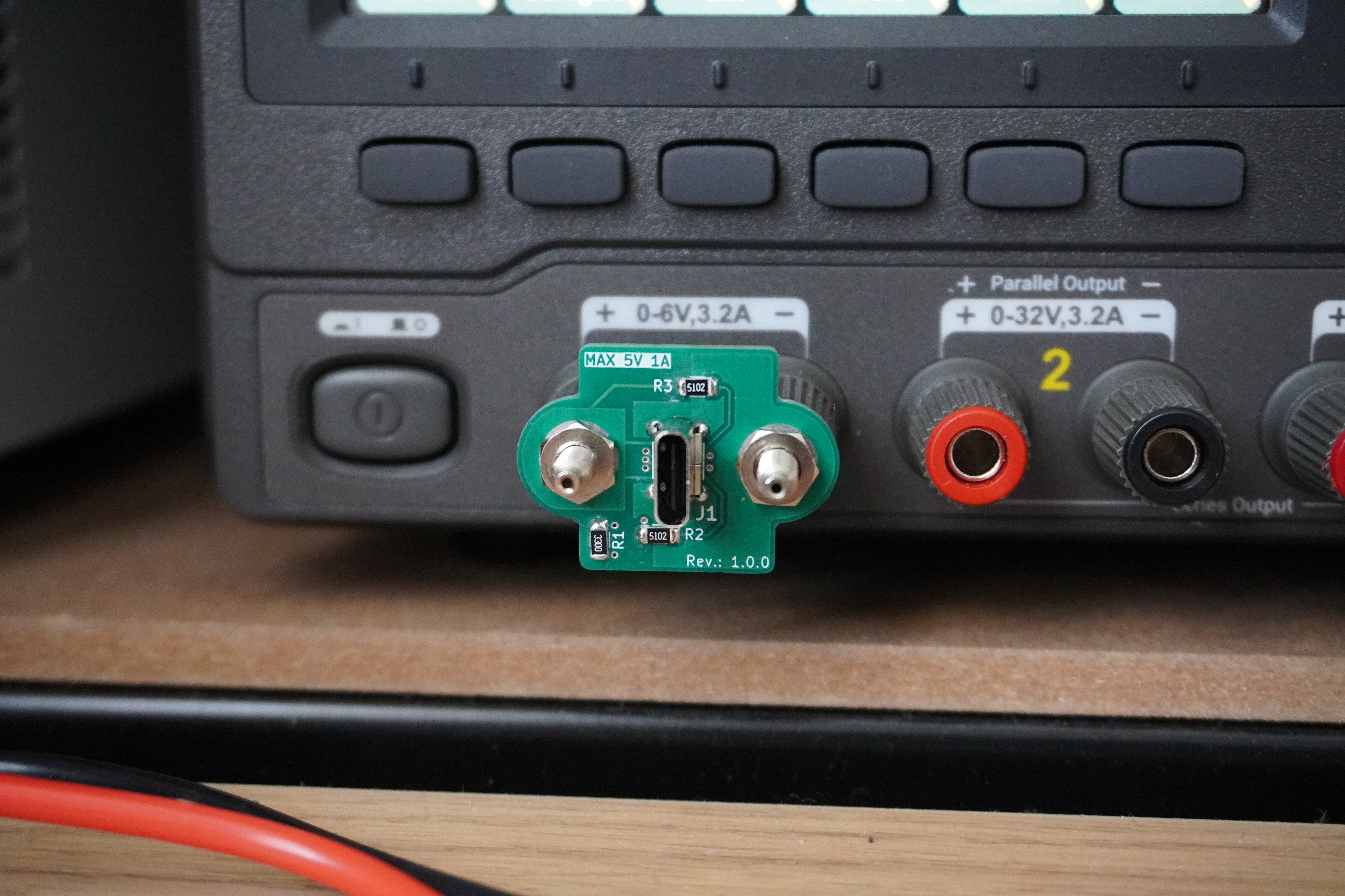 PSU USB-C adapter prototype on the bench